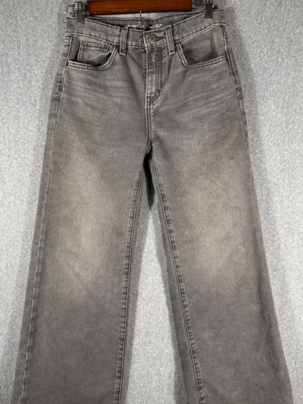 Old Navy Baggy Wide Leg Jeans Youth Sz 14 Faded Black High Rise Grunge Skater